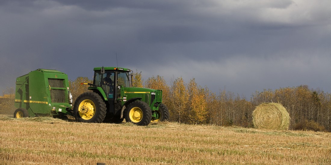 John Deere Tractor and Bailer 2x1